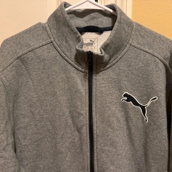 Puma Gray Fleece Lined Track Running Jacket Sz XXL - Picture 4 of 8